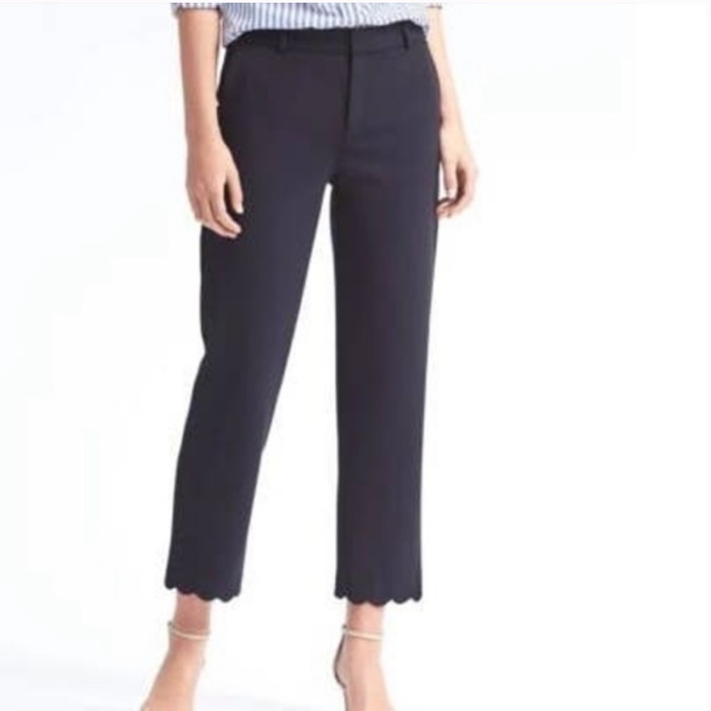 Banana Republic Avery Pant Navy Scalloped hem